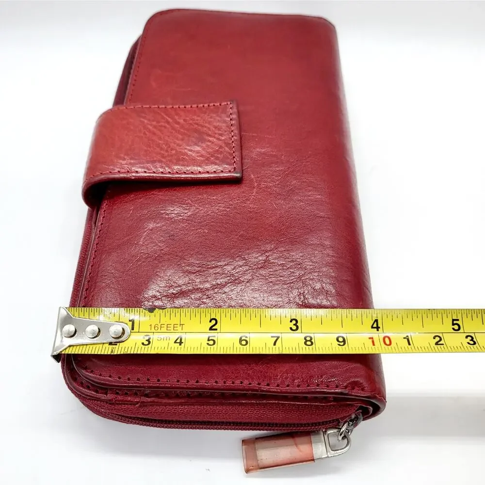 Vintage Pelle Studio Red Genuine Italian Leather Large Zip Around Closure Wallet